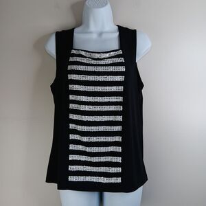 Bob Mackie Wearable Art Women's Top Square Neck Sequin Sleeveless Black Medium